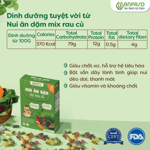 Nui ăn dặm mix rau củ Anpaso 150g