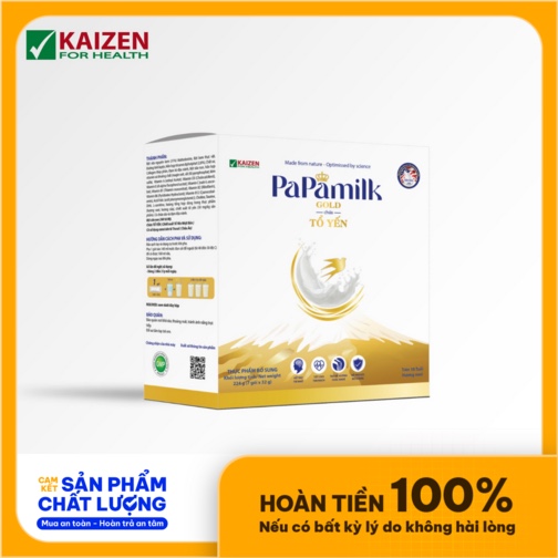 Sữa hỗ trợ loãng xướng và giúp phục hồi PaPamilk Gold chứa tổ yến (3 in 1). Hộp 24 gói  (gói 32 gr )